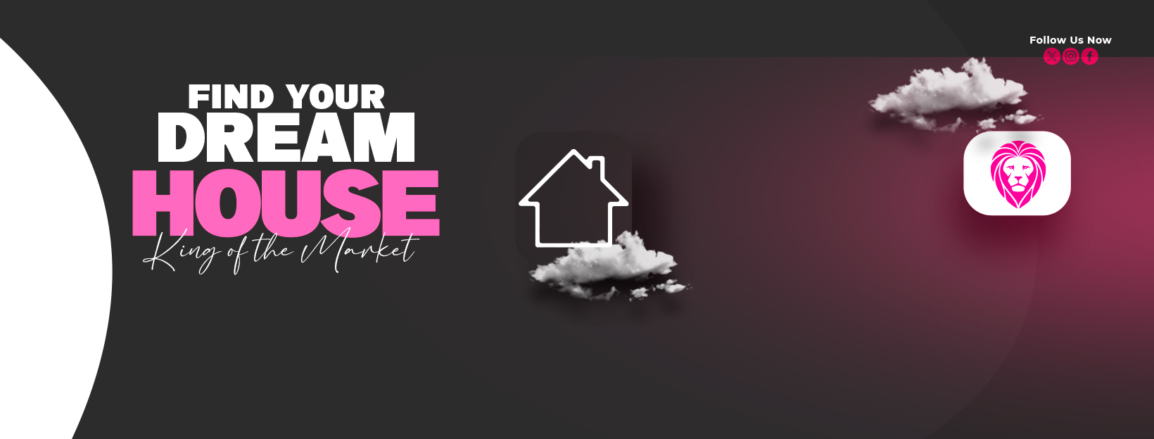 Find Your Dream House – Delisa Miller Homeowners Selling Page Illustration with the words Find Your Dream House on a grey to pink gradient background