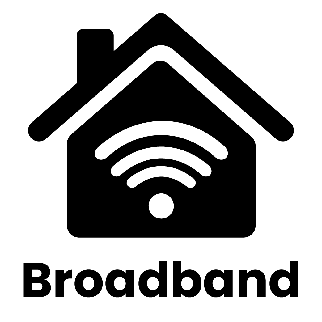 Utilities – Broadband WiFi Icon Broadband house icon with WiFi signal representing internet connectivity and broadband utilities