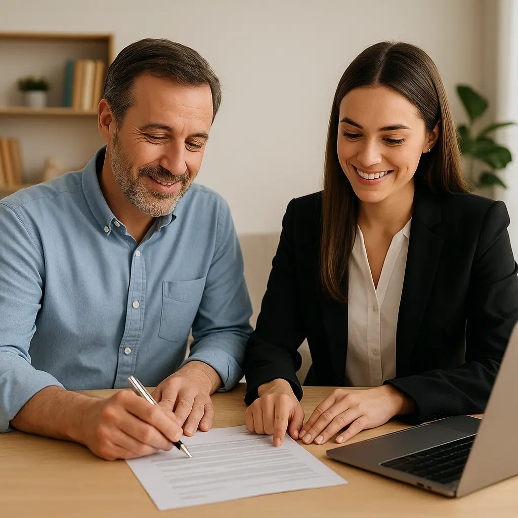 Communication and transparency for landlords – Delisa Miller Manchester Landlord and letting agent discussing property management in a modern Manchester office, representing clear communication and professional landlord services by Delisa Miller.