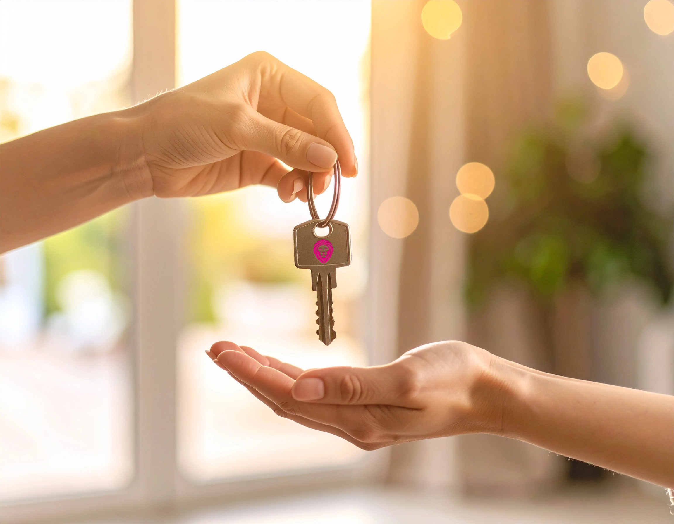 property-management-tenant-delisa-miller-estate-agents Handing over house keys to a relaxed tenant in a clean home environment, symbolising Delisa Miller’s stress-free, fully managed property service